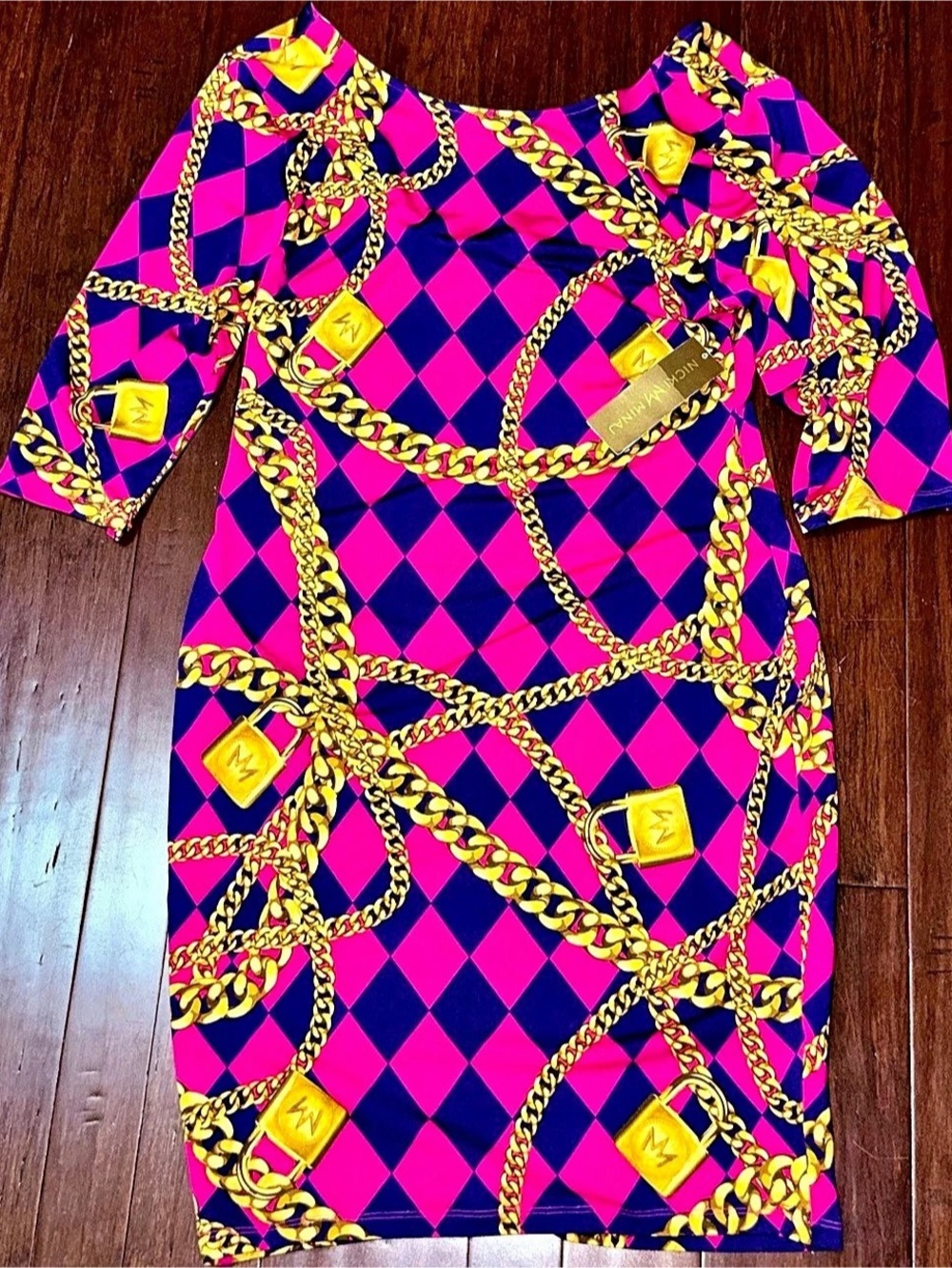Nicki Minaj Geometric Mini Dress Pink & Blue XXL